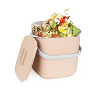 ASelected Cubo de Basura de Cocina, contenedor de Compost, 6,5 L, para Reciclaje de residuos de Alimentos, Recipiente de plástico con Cubo Interior de Filtro extraíble, con Tapa y asa, café Claro