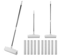 ASelected Juego de 10 Rodillos de Pelusa de 24 cm con Mango Extensible de 50 a 100 cm para Ropa, sofá, Cama y Alfombra, Rodillo de Pelusa para Pelo de Mascotas, Pelo de Gato, Pelo de Perro, Polvo