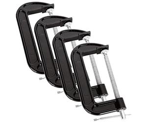 ASelected Juego de 4 abrazaderas G de 6 pulgadas (150 mm) de alta resistencia, resistencia industrial, juego de abrazaderas C para carpintería, soldadura, construcción, reparación de automóviles,