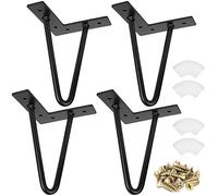 ASelected Juego de 4 Patas de Mesa de bajo Industrial, Patas de 15 cm, 6 Pulgadas, de Hierro Forjado y Metal, Color Negro