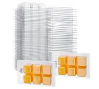Aselected Moldes de cera para derretir 100 piezas de 6 cavidades reutilizables de plástico transparente para hacer velas y cajas de derretir cera de jabón (forma cuadrada)