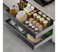 ASelected Organizador de armario extraíble, cajones deslizantes resistentes, organizador de armario de cocina, organizador ajustable sin taladro, cajón deslizante extensible para cocina, baño