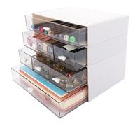 ASelected Organizador de escritorio apilable de 7 cajones, pequeña unidad de almacenamiento de plástico con cajones de plástico, unidad de almacenamiento para colección del hogar, maquillaje,