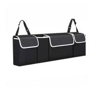 ASelected Organizador de maletero de coche de 90 x 25 x 12 cm, organizador de almacenamiento de coche con correas ajustables para SUV, plegable, multicompartimento, organizador de coche, PVC