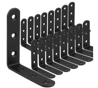 ASelected Pack de 16 Escuadras para Estanterías, Soporte Estantería Pared Negro 100 x 100 x 3 mm, Escuadras para Madera con Tornillos y Tacos, Soporte Baldas Pared para Cocina, Salon y Taller