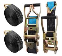 ASelected Pack de 2 Cinchas de Amarre 5 cm X 10 m, Correas de Amarre con Trinquete 3000 kg en Poliéster Negro, Eslingas de Amarres con Gancho para Remolque, Moto, Coche y Carga