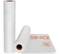 ASelected Pack de 2 rollo Papel Pintar Niños 44 cm X 25 m, Papel Continuo Blanco 70 g, Rollo de Papel para Pintar Niños, Dibujo, Manualidades, Caballete, Embalaje y Actividades Escolares