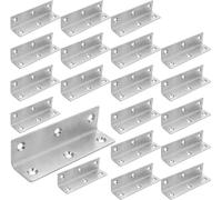 ASelected Pack de 22 Escuadras Metálicas 100 x 25 x 2 mm, Soporte de Esquina de Acero Inoxidable, Conectores Angulares para Muebles, Escuadras para Estanterías y Reparacion DIY Plata