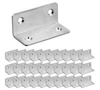 ASelected Pack de 30 Escuadras Metálicas 60 x 25 x 2 mm, Soporte de Esquina de Acero Inoxidable, Conectores Angulares para Muebles, Escuadras para Estanterías y Reparacion DIY Plata