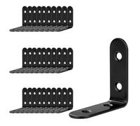 ASelected Pack de 30 Escuadras para Estanterías, Soporte Estantería Pared Negro 50 x 50 x 2 mm, Escuadras para Madera con Tornillos y Tacos, Soporte Baldas Pared para Cocina, Salon y Taller