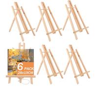 ASelected Pack de 6 Caballete Pintura, Caballete Madera para Mesa Plegable de Pino 27,7 x 19 cm, Mini Caballetes para Mesa, Fotos, Lienzos, Tarjetas, Acuarela y Decoración