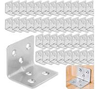 ASelected Pack de 64 Escuadras para Estanterías 38x30x30 Mm, Escuadras Metálicas de Acero Inoxidable, Soportes para Madera con 6 Orificios para Muebles y Cajones