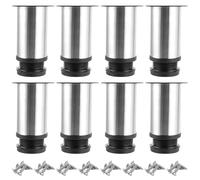 ASelected Pack de 8 Patas para Muebles Ajustables 50 x 100 mm, Patas Mueble de Acero Inoxidable Plateado con Base de Goma, Apoyos Regulables para Muebles de Armario, Sofá, Mesa y Cocina