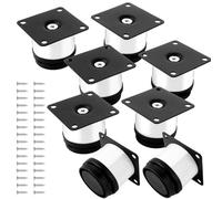 ASelected Pack de 8 Patas para Muebles Ajustables 50 x 50 mm, Patas Mueble de Acero Inoxidable Blanco con Base de Goma, Apoyos Regulables para Muebles de Armario, Sofá, Mesa y Cocina