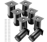 ASelected Pack de 8 Patas para Muebles Regulables 50 x 100 mm, Patas Mueble Acero Negro, Apoyos para Mesas, Pies Mesa y Soportes para Sofás con Ajuste 1-10 Mm, Base con Tornillos