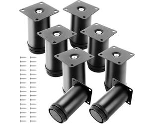 ASelected Pack de 8 Patas para Muebles Regulables 50 x 100 mm, Patas Mueble Acero Negro, Apoyos para Mesas, Pies Mesa y Soportes para Sofás con Ajuste 1-10 Mm, Base con Tornillos