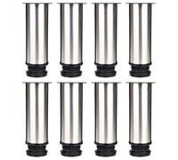 ASelected Pack de 8 Patas para Muebles Regulables 50 x 150 mm, Patas Mueble Acero Plateado, Apoyos para Mesas, Pies Mesa y Soportes para Sofás con Ajuste 1-10 Mm, Base con Tornillos
