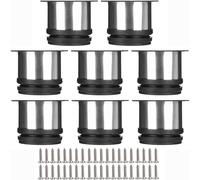 ASelected Pack de 8 Patas para Muebles Regulables 50 x 50 mm, Patas Mueble Acero Plateado, Apoyos para Mesas, Pies Mesa y Soportes para Sofás con Ajuste 1-10 Mm, Base con Tornillos