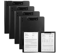 ASelected Paquete de 4 carpetas portapapeles plegables color negro, tamaño A4, A4, con tapa, doble carpeta, organizador de documentos para enfermeras, escuela, oficina, suministros de negocios