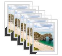 ASelected Paquete de 5 marcos de fotos de 7 x 5 pulgadas, marcos de fotos de cristal plateado con espejo para fotos de boda, fotos familiares para exhibición de mesa y decoración del hogar