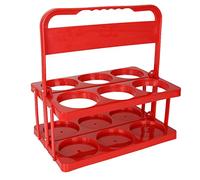 ASelected Portabotellas de leche plegable de plástico, portador de botellas de cerveza reutilizable con 6 agujeros, portador de botellas de vino con asa (rojo oscuro)
