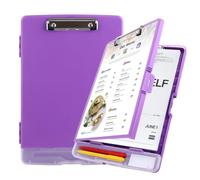 ASelected Portapapeles A4 con almacenamiento, portapapeles con soporte para bolígrafos, portapapeles de plástico con compartimento, carpeta de almacenamiento resistente para escuela, oficina, personal