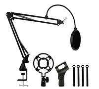 ASelected Soporte de Micrófono con Adaptador de 3/8 a 5/8 Pulgadas, Soporte Antivibración, Soporte de Micrófono, Red de Micrófono, Barra de Metal, Fuerte Carga