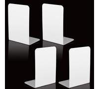 ASelected Sujetalibros de Metal Pesado en Forma de L, 2 Pares de Almohadillas Antideslizantes, para Biblioteca de Oficina en casa (4 Piezas)