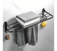 ASelected Toallero de Aluminio con Estante Doble para Toallas, 60 cm, Autoadhesivo, para baño, Cocina, Oficina