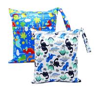 Asenappy 2 bolsas de tela para pañales húmedos y secos, impermeables, reutilizables, con dos bolsillos con cremallera, para viajes, playa, piscina, guardería, artículos de bebé, yoga, gimnasio, para