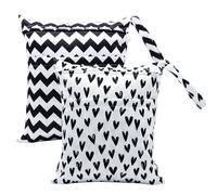 Asenappy 2 bolsas de tela para pañales húmedos y secos, impermeables, reutilizables, con dos bolsillos con cremallera, para viajes, playa, piscina, guardería, artículos de bebé, yoga, gimnasio, para