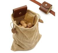 ASENIE Bolsa de forraje de lona encerada de piel sintética, plegable, para exteriores, bolsa de búsqueda de hongos, cinturón de bushcraft, resistente al agua, para viajes, camping, senderismo, recoger