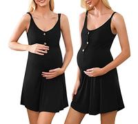 Aseniza Camisón Lactancia Algodón Camisón Premamá Verano de Manga Corto Pijamas Embarazadas Vestido de Maternidad para Mujer