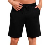 Aseniza Pantalones Cortos Hombre de Algodón Verano Short de Dormir con Cintura Elástica y Cordón Ropa de Descanso Cómoda para Casa Negro M
