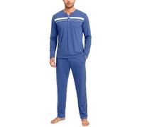Aseniza Pijama Hombre Largo Sleepwear Loungewear Dos piezas | Conjunto nocturno masculino útil en tardes calmadas y mañanas frescas camiseta de manga larga pantalón completo cuello cómodo