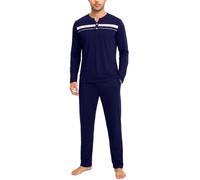 Aseniza Pijama Hombre Largo Sleepwear Loungewear Dos piezas | Conjunto nocturno masculino útil en tardes calmadas y mañanas frescas camiseta de manga larga pantalón completo cuello cómodo