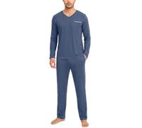 Aseniza Pijama Hombre Largo Sleepwear Loungewear Dos piezas | Conjunto nocturno masculino útil en tardes calmadas y mañanas frescas camiseta de manga larga pantalón completo cuello cómodo