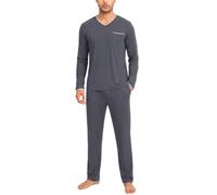 Aseniza Pijama Hombre Largo Sleepwear Loungewear Dos piezas | Conjunto nocturno masculino útil en tardes calmadas y mañanas frescas camiseta de manga larga pantalón completo cuello cómodo