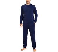 Aseniza Pijama Hombre Largo Sleepwear Loungewear Dos piezas | Conjunto nocturno masculino útil en tardes calmadas y mañanas frescas camiseta de manga larga pantalón completo cuello cómodo