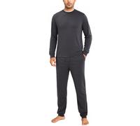 Aseniza Pijama Hombre Largo Sleepwear Loungewear Dos piezas | Conjunto nocturno masculino útil en tardes calmadas y mañanas frescas camiseta de manga larga pantalón completo cuello cómodo