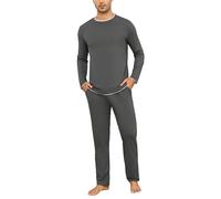 Aseniza Pijamas Hombre Invierno de Manga Larga de Algodón Pantalon Pijama Hombre Conjunto de Pijama de Hombre 2 Pieza(466-Gris Oscuro,XXL
