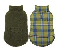 ASENKU Abrigo de invierno para perro, chaqueta de forro polar para perro, chaleco reversible a cuadros, impermeable, resistente al viento, ropa para clima frío, para perros pequeños, medianos y