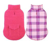 ASENKU Abrigo de invierno para perro, chaqueta de forro polar para perro, chaleco reversible a cuadros, impermeable, resistente al viento, ropa para clima frío, para perros pequeños, medianos y