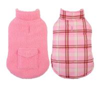 ASENKU Abrigo de invierno para perro, chaqueta de forro polar para perro, chaleco reversible a cuadros, impermeable, resistente al viento, ropa para clima frío, para perros pequeños, medianos y