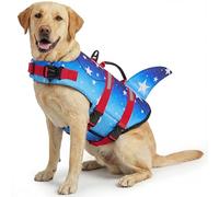 ASENKU Salvavidas para Perros L,Chaleco Salvavidas Perro Grande Tiburon con Asa - Chaleco de Flotación para Mascotas con Bandas Reflectantes, Seguridad en el Agua para Natación, Paseos en Barco