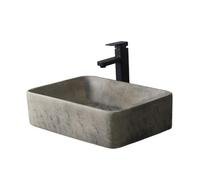 Aseo Lavabo de baño cuadrado for exterior e interior, estilo vintage, for patio y encimera, un solo lavabo Moderno(Medio)