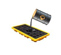 ASerZenith Bandeja Antiderrames para Tanques De Petróleo, Plataforma De Contención De Derrames, Tarima Modular para Bidones De Petróleo con Drenaje, Bandeja Industrial De(Amarillo-80 L/130X68X15Cm)