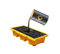 ASerZenith Bandeja Antiderrames para Tanques De Petróleo, Plataforma De Contención De Derrames, Tarima Modular para Bidones De Petróleo con Drenaje, Bandeja Industrial De(Amarillo-140 L/130X68X30Cm)