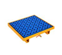 ASerZenith Bandeja para Bidones De Aceite, Plataforma Antiderrames con Drenaje, Bandeja Antiderrames con Rejilla Superior, Bandeja Metálica Resistente A Fugas para Garajes(Amarillo+Azul-65X65X15Cm)