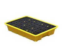 ASerZenith Bandeja para Bidones De Aceite, Plataformas Antiderrames, Plataforma De Contención De Derrames, Tarimas Antiderrames Modulares De Polietileno Amarillo Y Negro,(49X33X9.5)